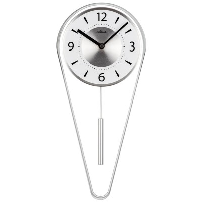 Atlanta 5008/19 Wanduhr Quarz mit Pendel silbern Pendeluhr modern