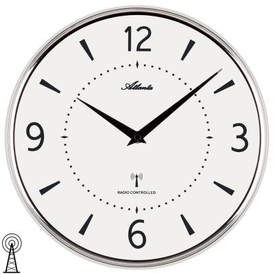 Atlanta 4538/19 Wanduhr Funk Funkwanduhr analog rund silbern