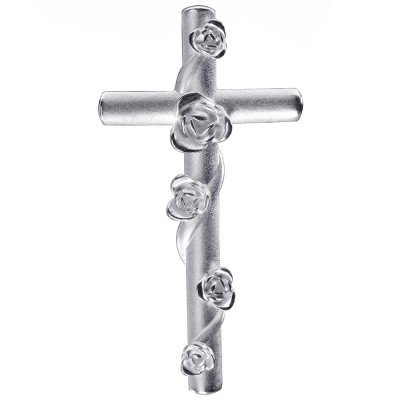 Anhänger Kreuz mit Rosen 925 Sterling Silber matt Kreuzanhänger