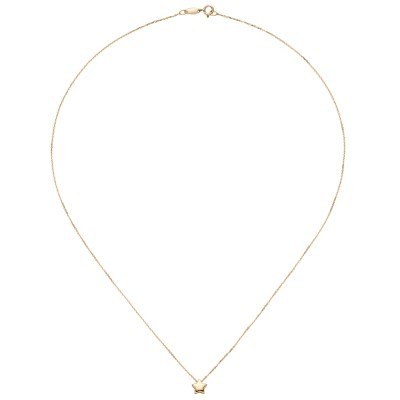 Collier Halskette mit Anhänger Stern 375 Gold Gelbgold 42 cm Kette