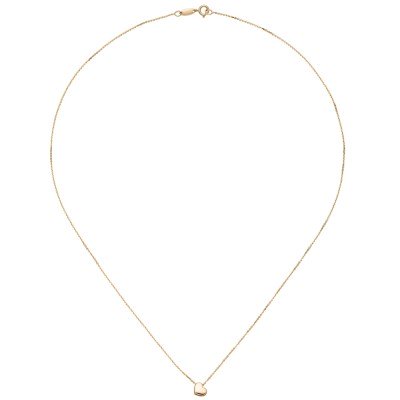 Collier Halskette mit Anhänger Herz 375 Gold Gelbgold 42 cm