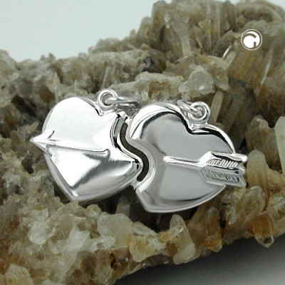 Anhänger 2 Herzen mit Pfeil 925 Sterlingsilber
