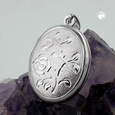 Anhänger Medaillon oval rhodiniert 925 Sterlingsilber