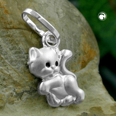 Anhänger Katze matt-glänzend 925 Sterlingsilber