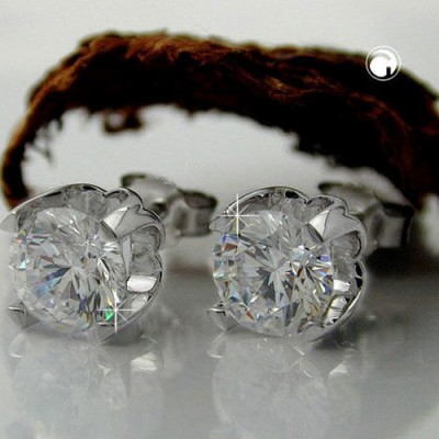 Ohrstecker 8mm Zirkonia weiß 925 Sterlingsilber