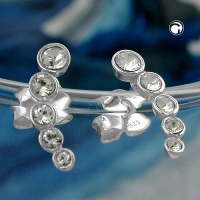 Ohrstecker 5 Glas-Steine 925 Sterlingsilber