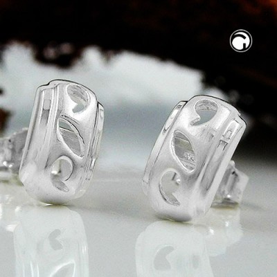 Ohrstecker matt Rand glänzend 925 Sterlingsilber