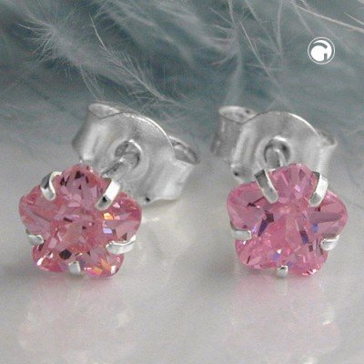 Ohrstecker Zirkonia pink 925 Sterlingsilber