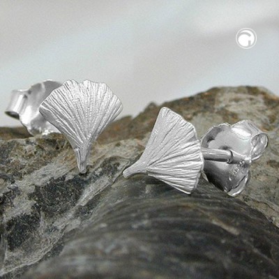 Ohrstecker 7mm Ginkgoblatt matt 925 Sterlingsilber