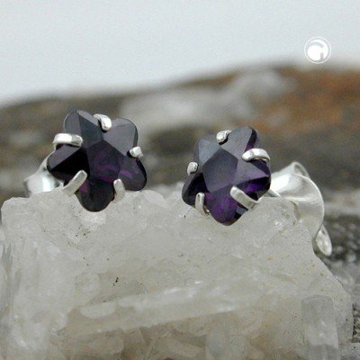 Ohrstecker Zirkonia amethyst 925 Sterlingsilber