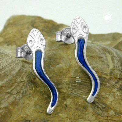 Ohrstecker Schlange blau-si 925 Sterlingsilber