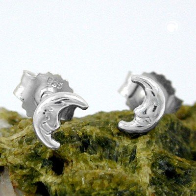 Ohrstecker Mond glänzend 925 Sterlingsilber