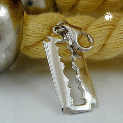 Anhänger Charm kleine Rasierklinge 925 Sterlingsilber