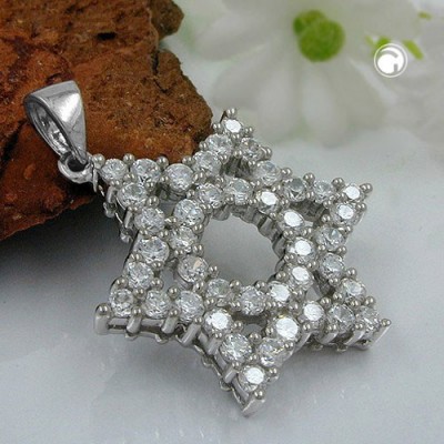 Anhänger Stern mit Zirkonia massiv 925 Sterlingsilber