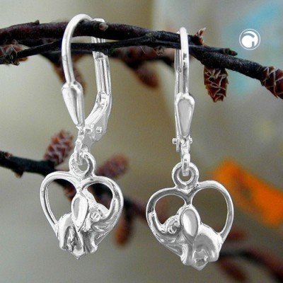 Ohrring Herz mit Elefant 925 Sterlingsilber