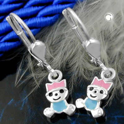 Ohrring pink-hellblau 925 Sterlingsilber