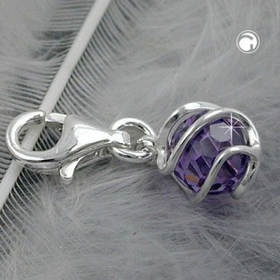 Anhänger Charm Zirkonia-lila 925 Sterlingsilber