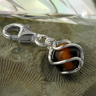 Anhänger Charm Tigerauge 925 Sterlingsilber