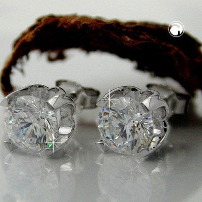 Ohrstecker 8mm Zirkonia weiß 925 Sterlingsilber