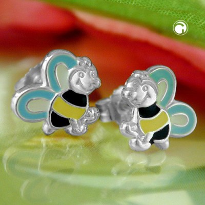 Ohrstecker Bienen farbig 925 Sterlingsilber