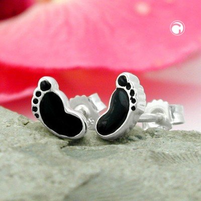 Ohrstecker schwarze Füße 925 Sterlingsilber