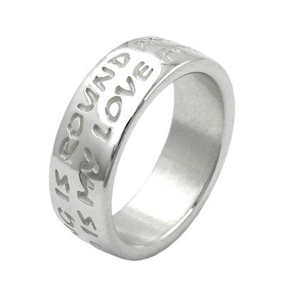 Ring mit Prägung LOVE HAS NO END 925 Silber Größe 56