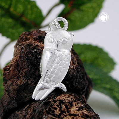 Anhänger Eule matt-glänzend 925 Sterlingsilber