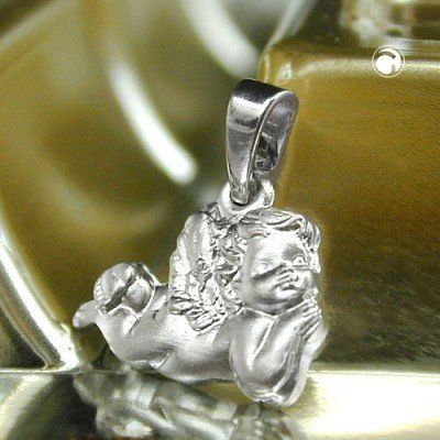 Anhänger liegender Engel matt 925 Sterlingsilber
