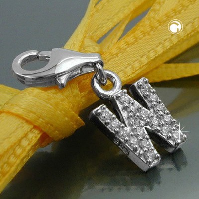 Anhänger Charm Buchstabe W 925 Sterlingsilber