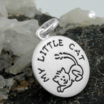 Anhänger mit Katze schwarz 925 Sterlingsilber
