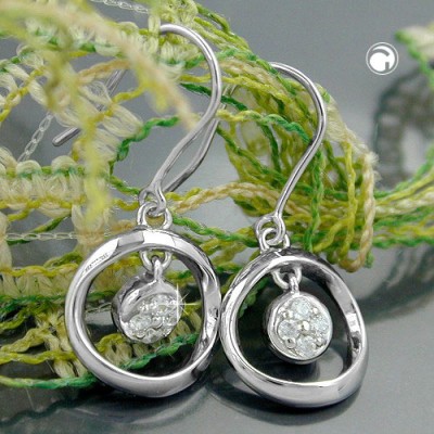 Ohrhaken Zirkonia rhodiniert 925 Sterlingsilber