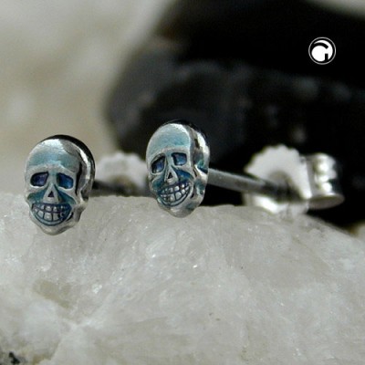 Ohrstecker Totenkopf geschwärzt 925 Sterlingsilber