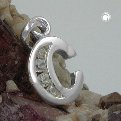 Anhänger Buchstabe C mit Zirkonia 925 Sterlingsilber