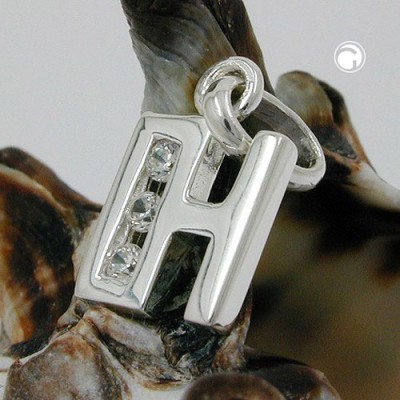 Anhänger Buchstabe H mit Zirkonia 925 Sterlingsilber