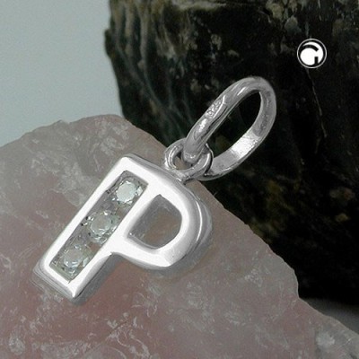 Anhänger Buchstabe P mit Zirkonia 925 Sterlingsilber