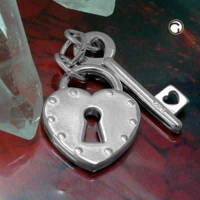 Anhänger Herz-Schloss mit Schlüssel 925 Sterlingsilber