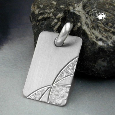 Anhänger Gravurplatte matt-diamantiert rhodiniert 925 Sterlingsilber