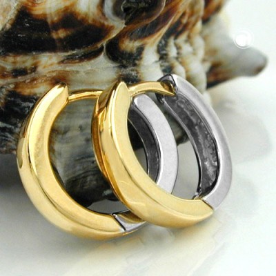 Creolen Ohrringe 13mm bicolor 925 Sterlingsilber