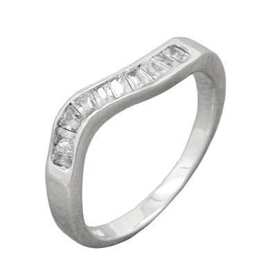 Ring 10x Zirkonia rhodiniert 925 Silber Größe 54