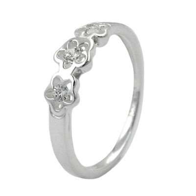 Ring Kinderring Blumen Zirkonias 925 Silber Größe 42