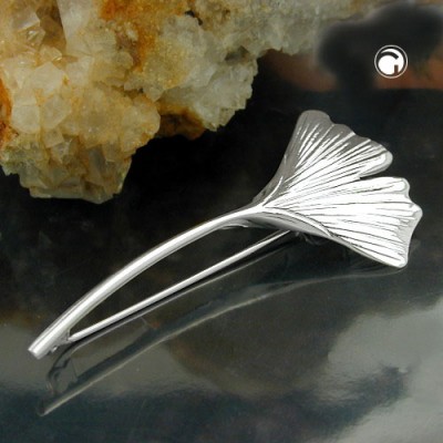 Brosche 60mm Ginkgoblatt 925 Sterlingsilber