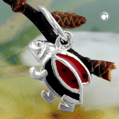 Anhänger Marienkäfer schwarz-rot 925 Sterlingsilber