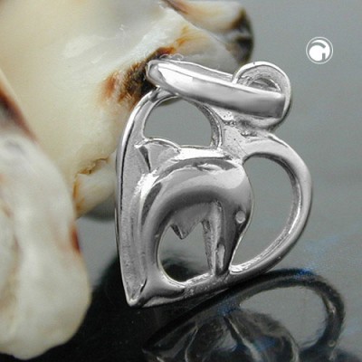 Anhänger kl.Herz mit Delfin 925 Sterlingsilber