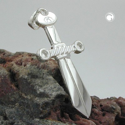 Anhänger Schwert glänzend massiv 925 Sterlingsilber