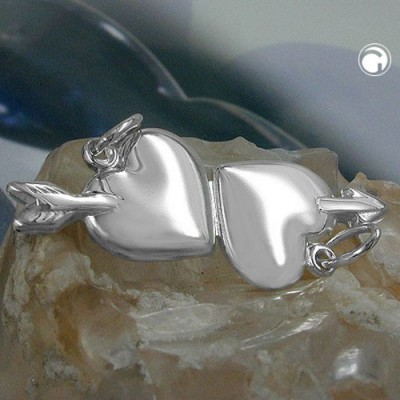 Anhänger Doppelherz mit Pfeil 925 Sterlingsilber