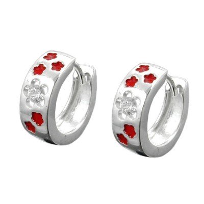 Creolen Ohrringe Blume und Zirkonia 925 Sterlingsilber