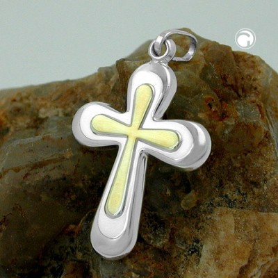Anhänger Kreuz bicolor 925 Sterlingsilber