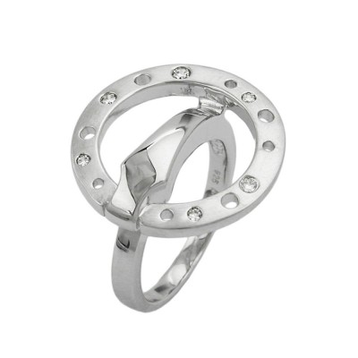 Ring Zirkonias mattiert rhodiniert 925 Silber Größe 56
