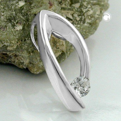 Anhänger oval mit Zirkonia 925 Sterlingsilber