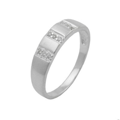 Ring mit 9x Zirkonias weiß seidenmatt 925 Silber Größe 54